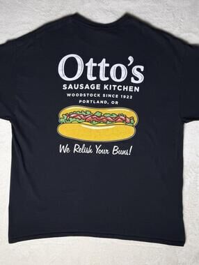 Vintage Otto’s Sausage Kitchen Portland OR Graphic T-Shirt Black Size XL